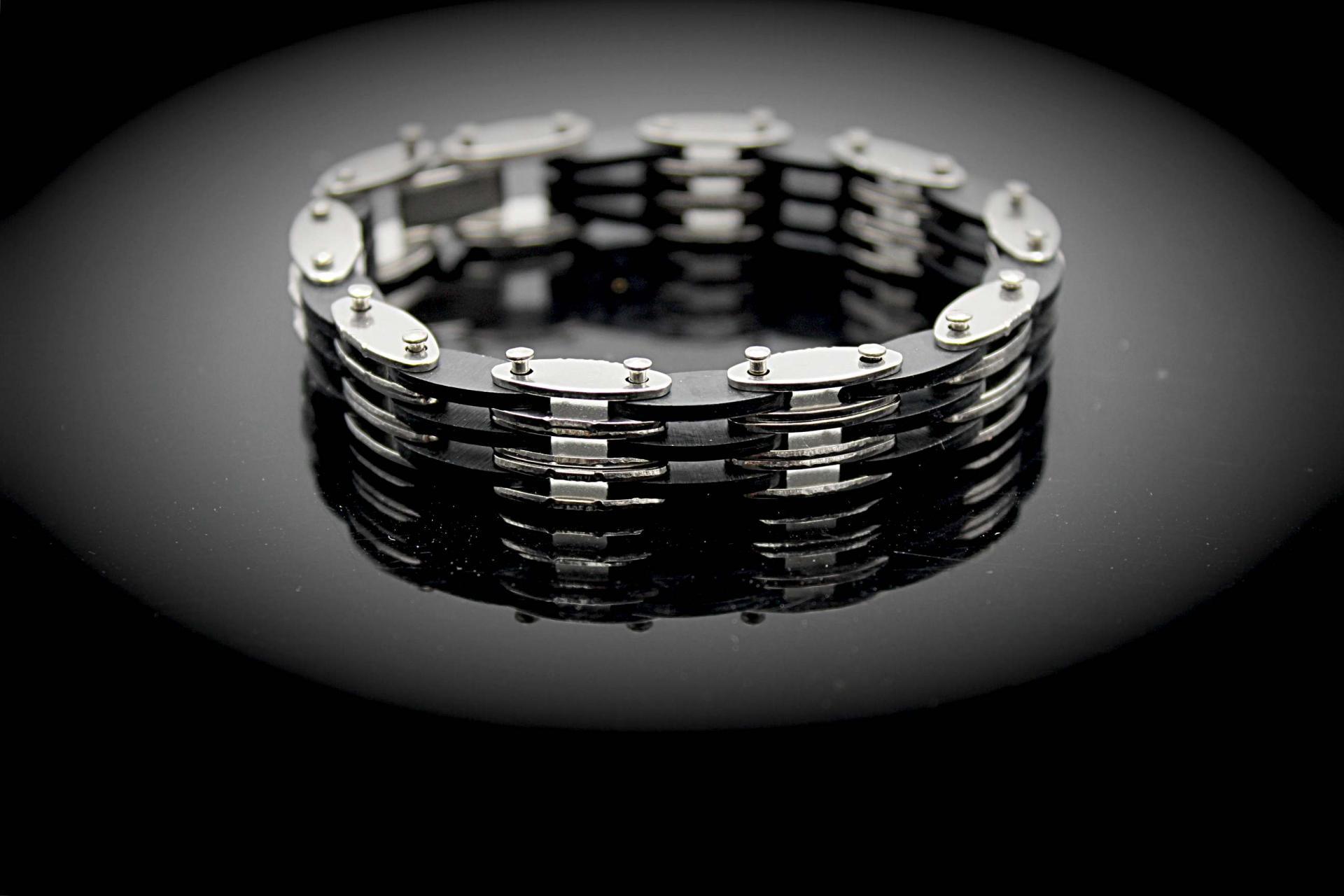 Steel and Silicone Slat Bracelet
