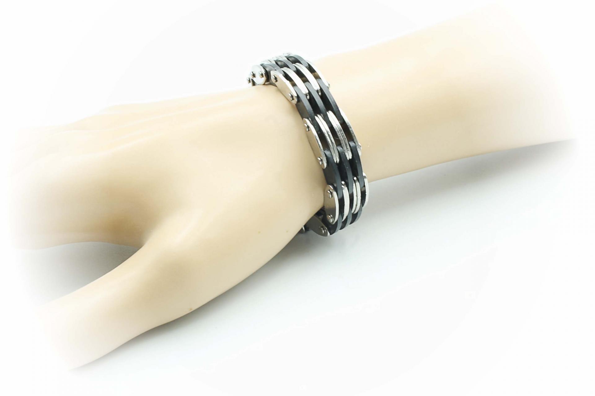 Steel and Silicone Slat Bracelet