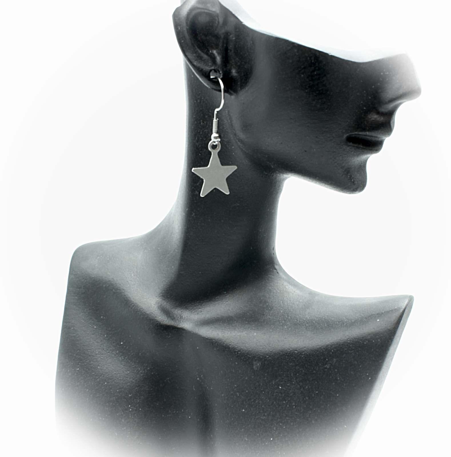 Star Earrings Drop Style Stainless Steel 