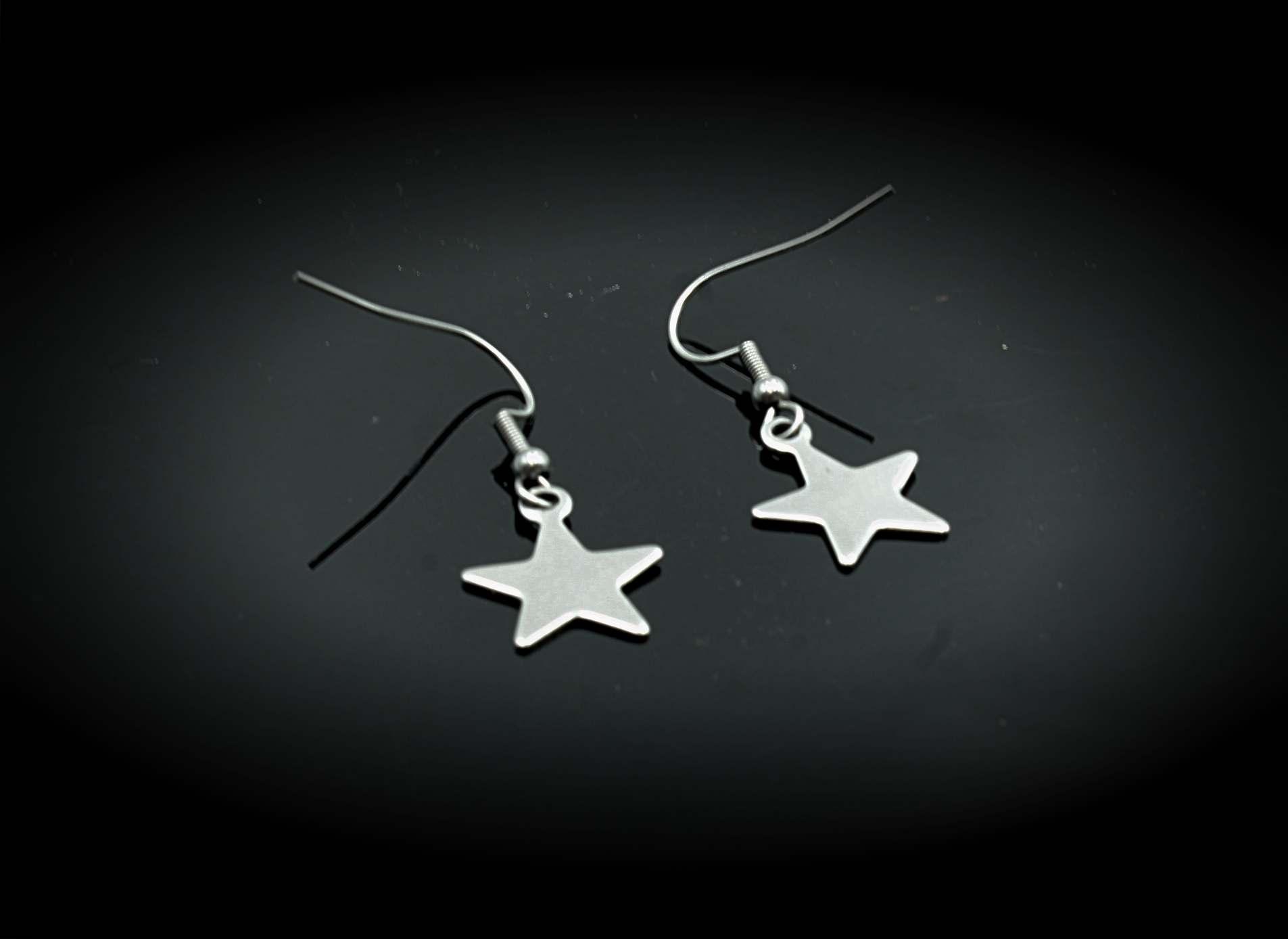 Star Earrings Drop Style Stainless Steel