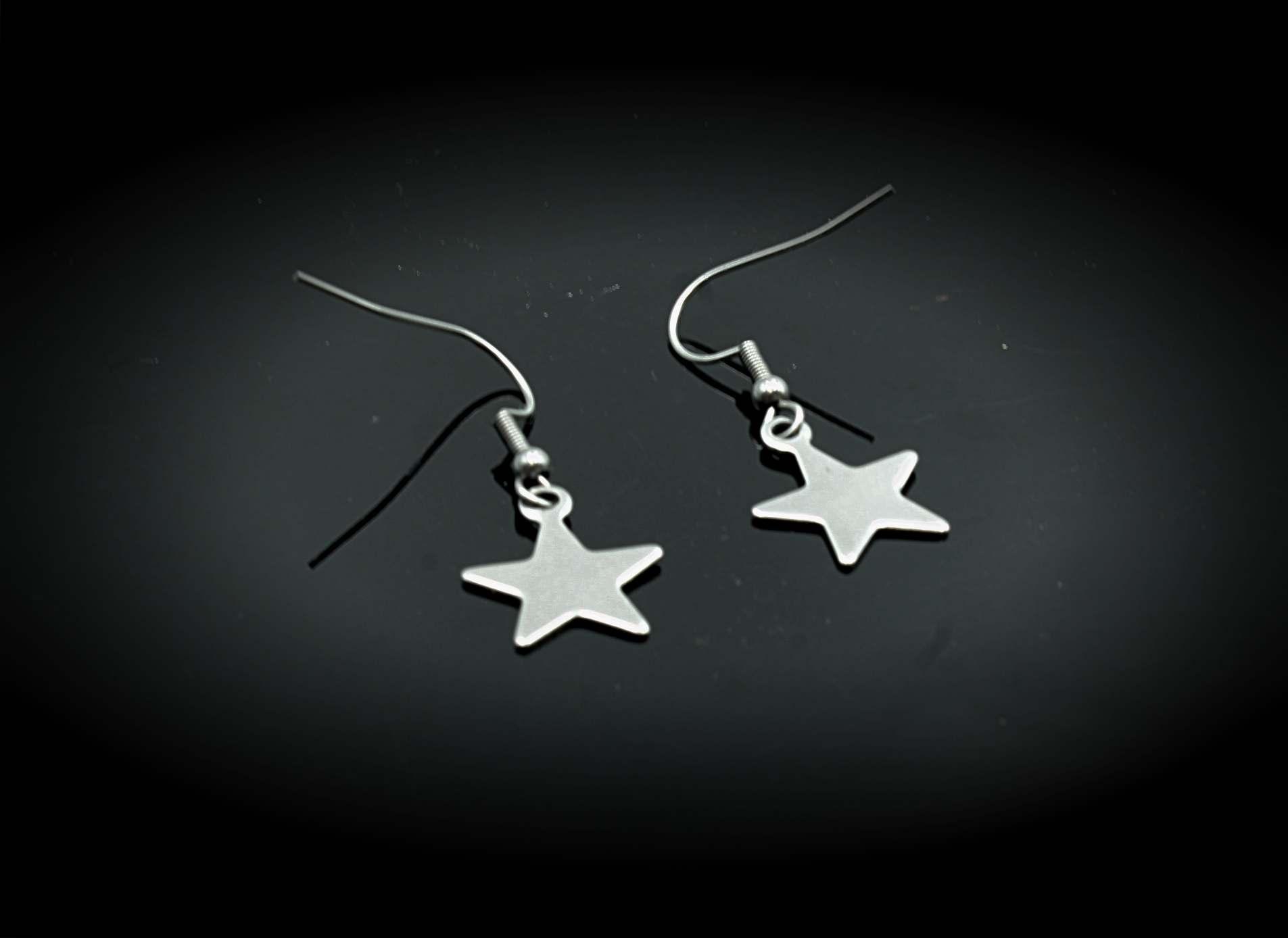 Star Earrings Drop Style Stainless Steel 