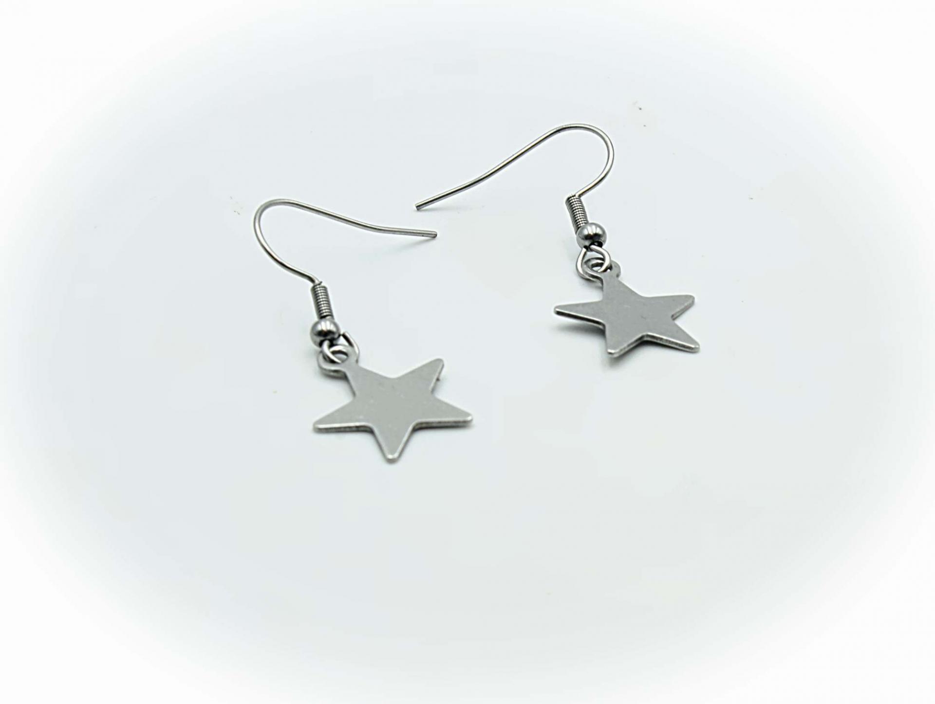 Star Earrings Drop Style Stainless Steel
