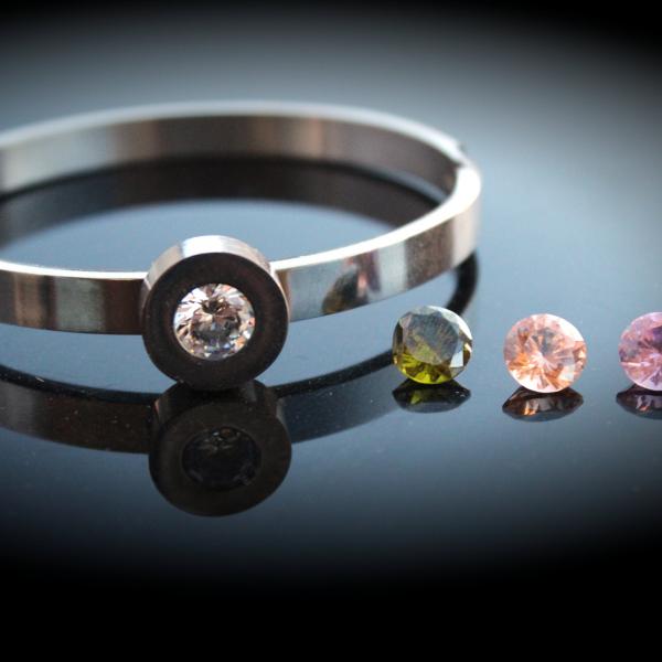 Stainless Steel Stud Bracelet - Change The Gems!