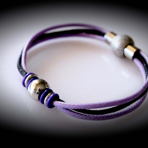 Chic Purple & Black Stainless Steel  Bracelet - Customise Length & Colour