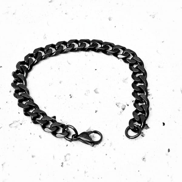 Black Stainless Steel  Cuban Link Bracelet 22.5cm-24cm