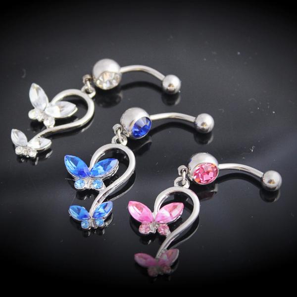 Butterfly Dangle Barbell Navel Ring