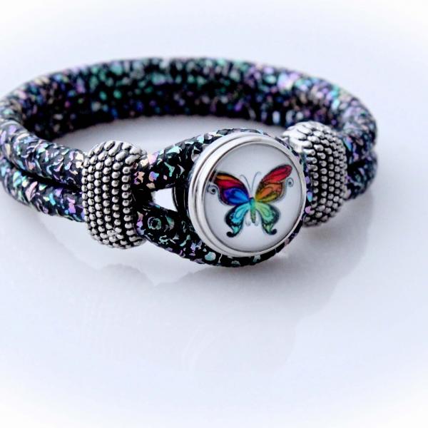 Colourful Butterfly Snap Button Bracelet