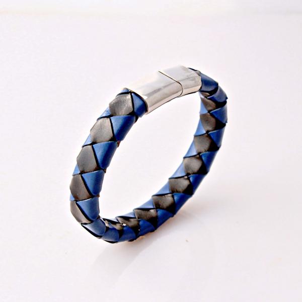 Diamond Checkers Bracelet - Black 'n Blue - Customisable