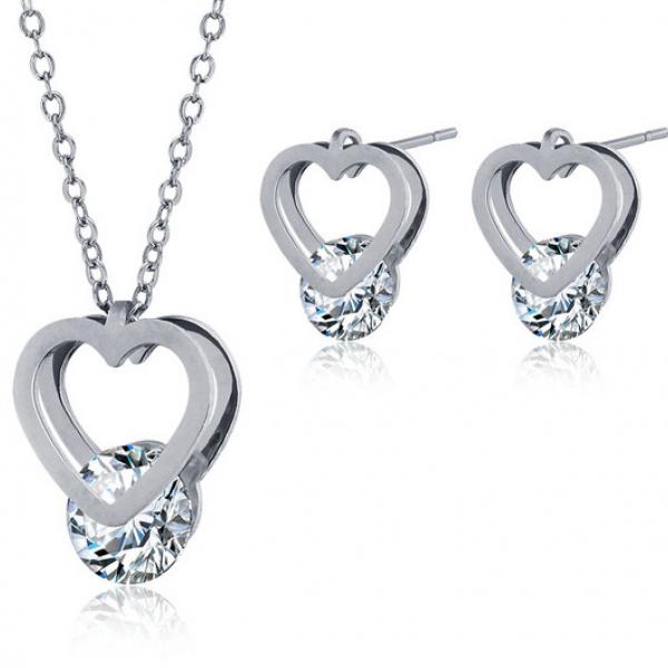 Heart Shaped Stainless Steel Jewellery Set