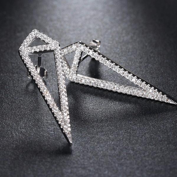 Sharp Triangle Unique Crystal Earrings