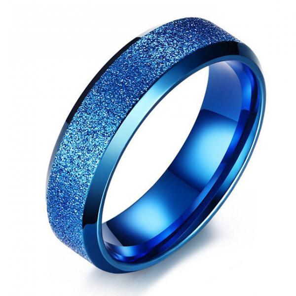 Blue Stainless Steel SandBlasted Ring