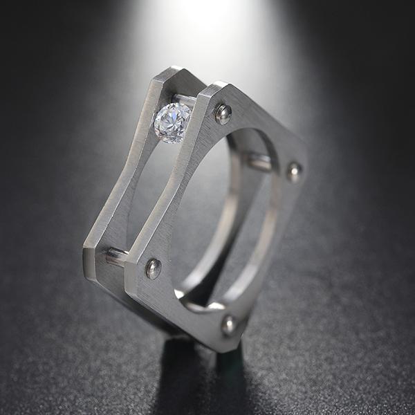 Square Unique Design Stainless Steel Ring