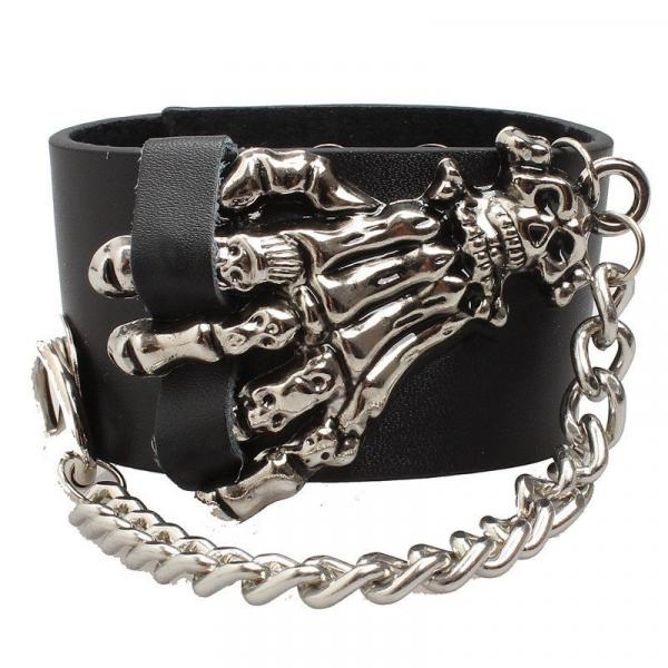 Punk Skeleton Hand Leather Bracelet