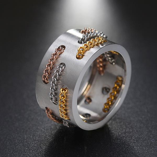 Stainless Steel Triple Colour Chain Ring