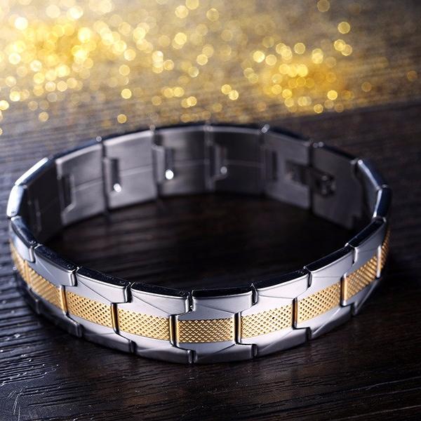 Stainless Steel Link Chain Bracelet - Gold & Silver Fusion