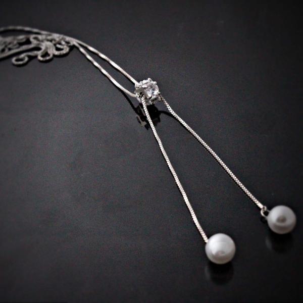 Long Tassel Necklace With Pearl Design