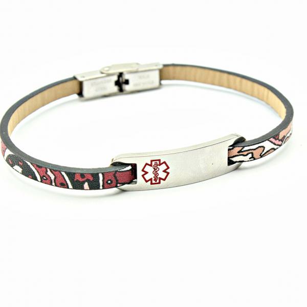 Medical Alert Ethnic Leather Bracelet