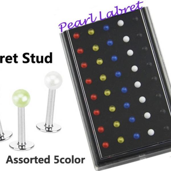 Pearl Labret Studs - Choice Of Colour and Length