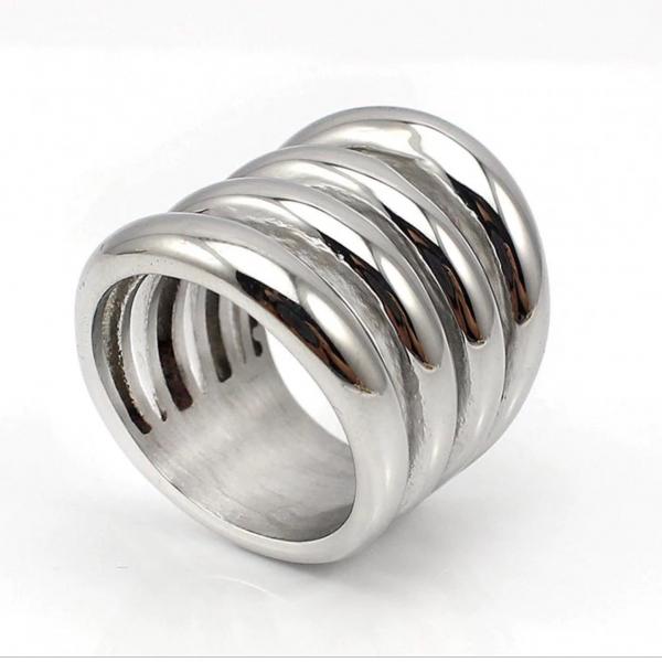  Wide Punk Style Statement Ring - Stainless Steel 