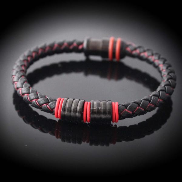 Raging Red Contemporary Cutting Edge Leather Bracelet - Customise!