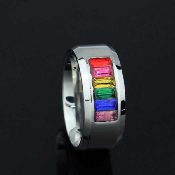 Unisex Rainbow Ring in Titanium Steel