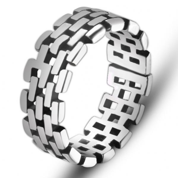 Adjustable Ring - Geometric Wall Design - Stainless Steel