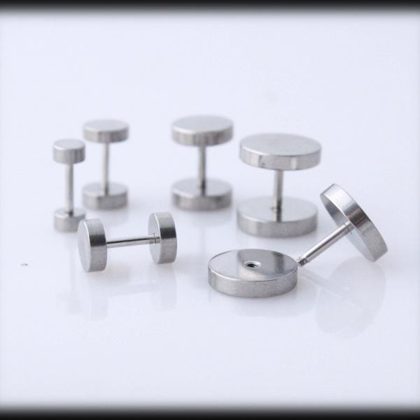 Silver Fake Ear Plugs - Stainless Steel & Choice of Size!