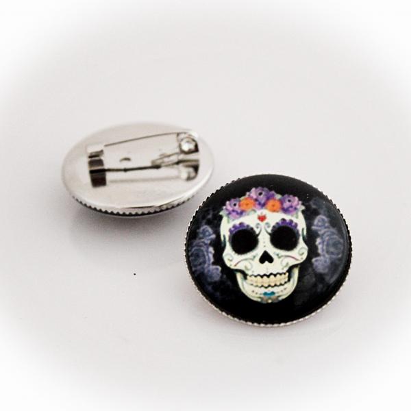 Skull Glass Pin Badge