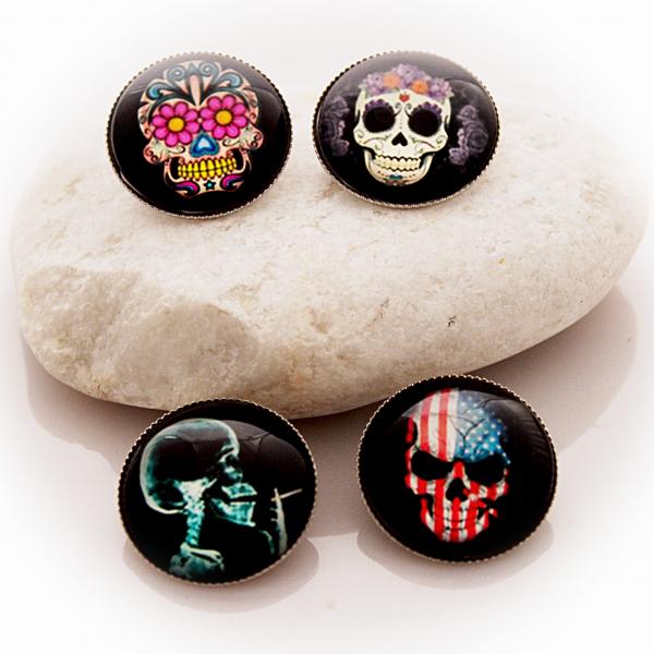 Skull -  Glass Badges - Choice of 4