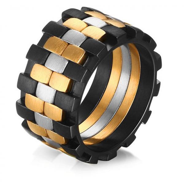 3 Tone Stainless Steel Ring - Unique Design