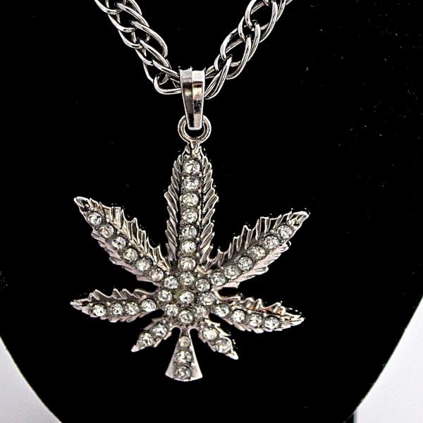 Marijuana Weed Leaf Pendant - Hip Hop Iced Out Style