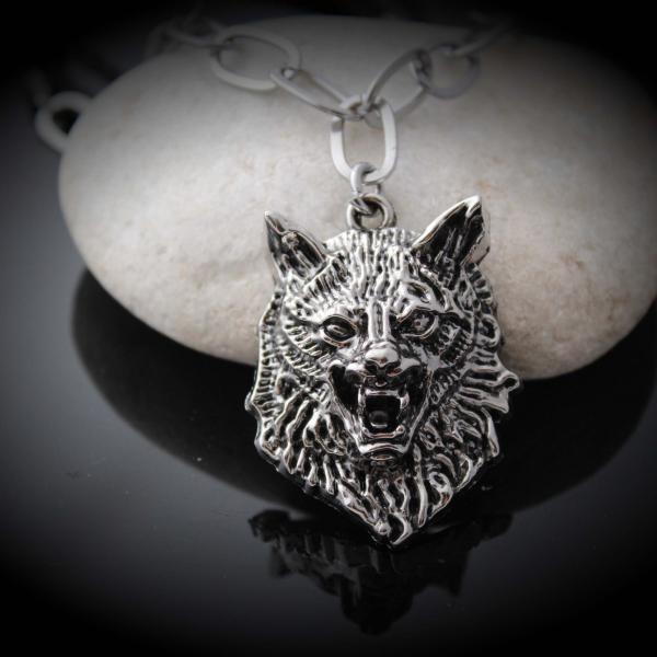 Wolf Head Long Pendant