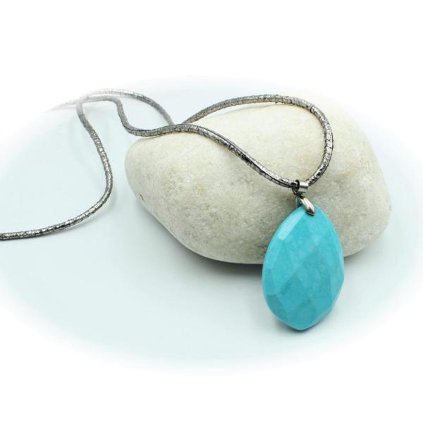 Turquoise Blue Stone Statement Pendant