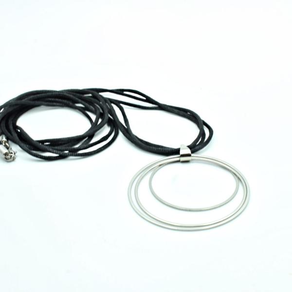 Multi Circle Strand Statement Necklace in Stainless Steel 
