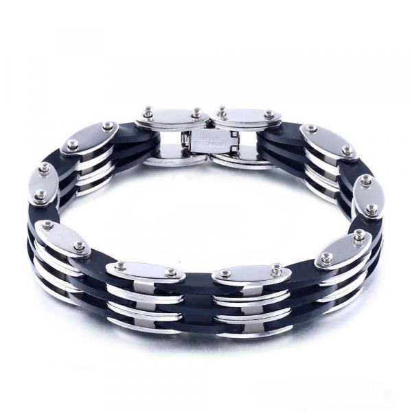 Steel and Silicone Slat Bracelet 