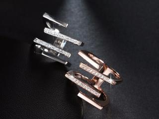 Geometric Ring with Austrian Crystal Platinum or Rose Gold