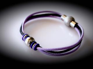 Chic Purple & Black Stainless Steel  Bracelet - Customise Length & Colour