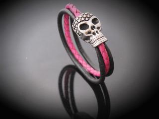 Black Eyed Skull Bracelet With A Multi Colour Strand Twist