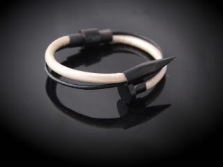 Black Nail and Screw Double Layer Bracelet -Choice of Leather Colour.