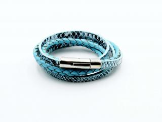 Blue Coiled Snake Wrap Around Double Layer Bracelet