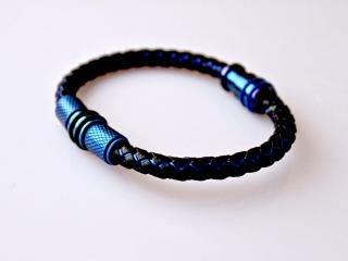 Electric Blue Contemporary Cutting Edge Leather Bracelet - Customise!