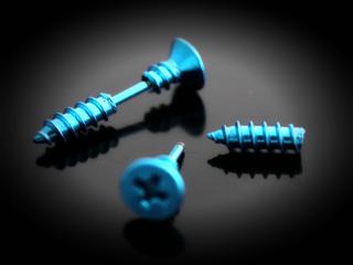 Blue Screw Nail Effect Earrings - Body Piercing Jewellery