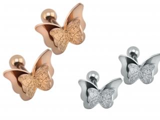 Butterfly Sandblasted Effect Labret Stud Earrings - 2 Colours  Beautifully detai