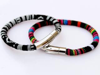 Ethnic Multicolour Rope Bracelet With Steel Clasp