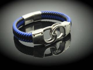 Handcuff Bracelet Unisex In Dual Colour Leather  - Customisable