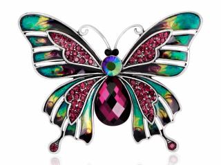 Crystal Butterfly Brooch/Collar Pin