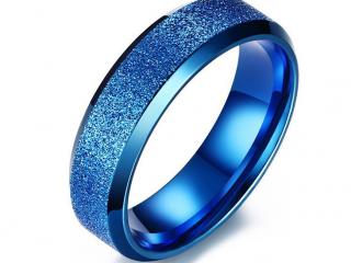 Blue Stainless Steel SandBlasted Ring