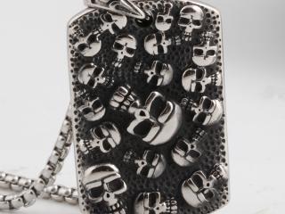 Skull Punk Tag Pendant - Stainless Steel