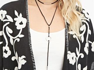 Long Leather Double Layer Necklace