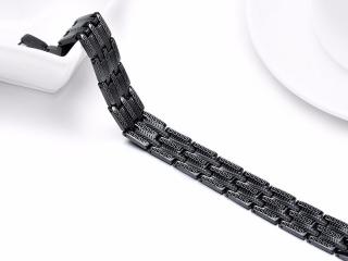 Mens Black Steel Bracelet  - Greek Key Design